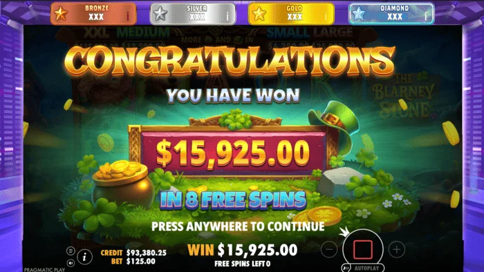 The Blarney Stone - total win in the bonus round
